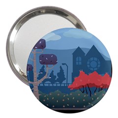 Town Vector Illustration Illustrator City Urban 3  Handbag Mirrors by Mog4mog4