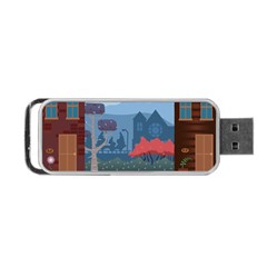 Town Vector Illustration Illustrator City Urban Portable Usb Flash (two Sides) by Mog4mog4