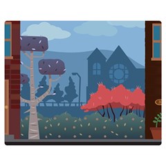 Town Vector Illustration Illustrator City Urban Two Sides Premium Plush Fleece Blanket (medium) by Mog4mog4