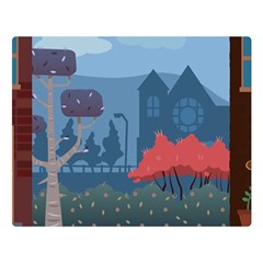 Town Vector Illustration Illustrator City Urban Two Sides Premium Plush Fleece Blanket (large) by Mog4mog4