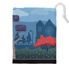 Town Vector Illustration Illustrator City Urban Drawstring Pouch (5xl) by Mog4mog4