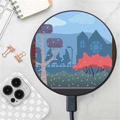 Town Vector Illustration Illustrator City Urban Wireless Fast Charger(black) by Mog4mog4