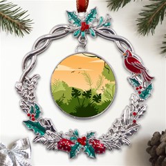 Forest Images Vector Metal X mas Wreath Holly Leaf Ornament