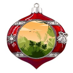 Forest Images Vector Metal Snowflake And Bell Red Ornament