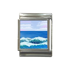 Illustration Landscape Sea Ocean Waves Beach Blue Italian Charm (13mm) by Mog4mog4