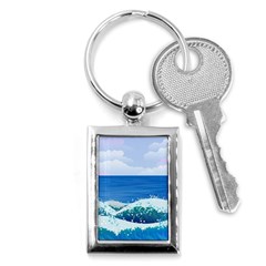 Illustration Landscape Sea Ocean Waves Beach Blue Key Chain (rectangle) by Mog4mog4