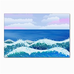 Illustration Landscape Sea Ocean Waves Beach Blue Postcards 5  X 7  (pkg Of 10) by Mog4mog4