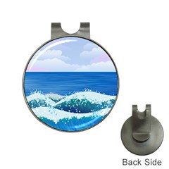 Illustration Landscape Sea Ocean Waves Beach Blue Hat Clips With Golf Markers by Mog4mog4