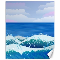 Illustration Landscape Sea Ocean Waves Beach Blue Canvas 8  X 10  by Mog4mog4