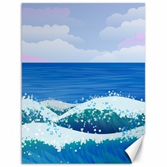 Illustration Landscape Sea Ocean Waves Beach Blue Canvas 18  X 24  by Mog4mog4