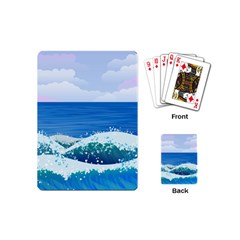 Illustration Landscape Sea Ocean Waves Beach Blue Playing Cards Single Design (mini)