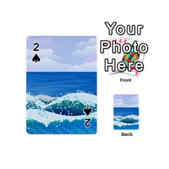 Illustration Landscape Sea Ocean Waves Beach Blue Playing Cards 54 Designs (mini)