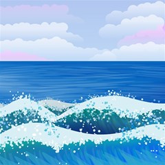 Illustration Landscape Sea Ocean Waves Beach Blue Play Mat (square) by Mog4mog4