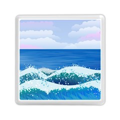 Illustration Landscape Sea Ocean Waves Beach Blue Memory Card Reader (square) by Mog4mog4