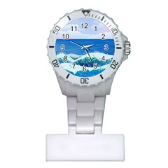 Illustration Landscape Sea Ocean Waves Beach Blue Plastic Nurses Watch by Mog4mog4