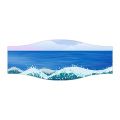 Illustration Landscape Sea Ocean Waves Beach Blue Stretchable Headband by Mog4mog4