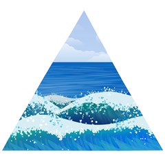 Illustration Landscape Sea Ocean Waves Beach Blue Wooden Puzzle Triangle by Mog4mog4