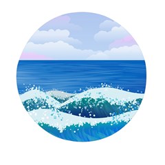 Illustration Landscape Sea Ocean Waves Beach Blue Mini Round Pill Box (pack Of 3) by Mog4mog4