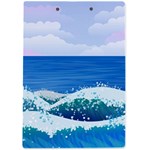 Illustration Landscape Sea Ocean Waves Beach Blue A4 Acrylic Clipboard Back