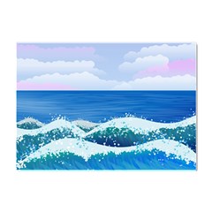 Illustration Landscape Sea Ocean Waves Beach Blue Crystal Sticker (a4) by Mog4mog4