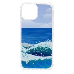 Illustration Landscape Sea Ocean Waves Beach Blue Iphone 13 Mini Tpu Uv Print Case by Mog4mog4