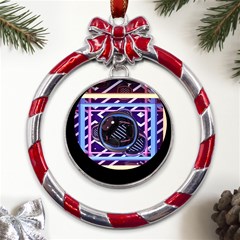 Abstract Sphere Room 3d Design Shape Circle Metal Red Ribbon Round Ornament by Mog4mog4