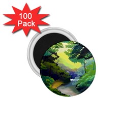 Landscape Illustration Nature Forest River Water 1 75  Magnets (100 Pack)  by Mog4mog4