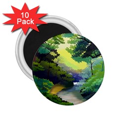 Landscape Illustration Nature Forest River Water 2 25  Magnets (10 Pack)  by Mog4mog4