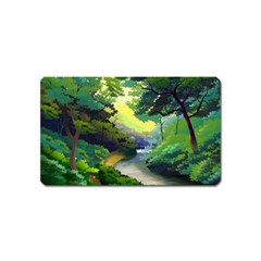 Landscape Illustration Nature Forest River Water Magnet (name Card) by Mog4mog4