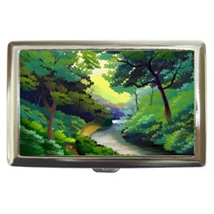 Landscape Illustration Nature Forest River Water Cigarette Money Case by Mog4mog4