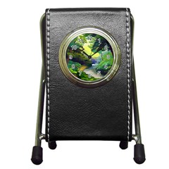 Landscape Illustration Nature Forest River Water Pen Holder Desk Clock by Mog4mog4