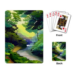 Landscape Illustration Nature Forest River Water Playing Cards Single Design (rectangle)