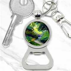 Landscape Illustration Nature Forest River Water Bottle Opener Key Chain by Mog4mog4