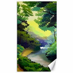 Landscape Illustration Nature Forest River Water Canvas 40  X 72 