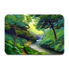 Landscape Illustration Nature Forest River Water Plate Mats by Mog4mog4