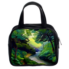 Landscape Illustration Nature Forest River Water Classic Handbag (two Sides) by Mog4mog4