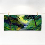 Landscape Illustration Nature Forest River Water Hand Towel Front