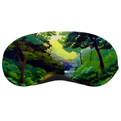 Landscape Illustration Nature Forest River Water Sleeping Mask by Mog4mog4