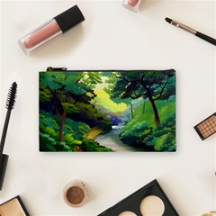 Landscape Illustration Nature Forest River Water Cosmetic Bag (small) by Mog4mog4