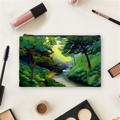 Landscape Illustration Nature Forest River Water Cosmetic Bag (medium) by Mog4mog4