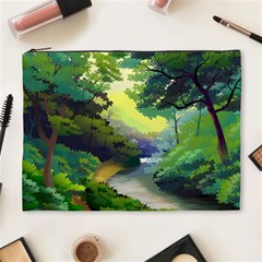 Landscape Illustration Nature Forest River Water Cosmetic Bag (xl) by Mog4mog4