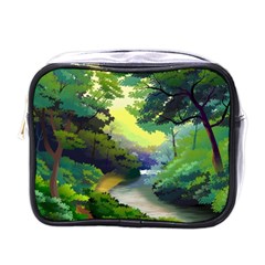 Landscape Illustration Nature Forest River Water Mini Toiletries Bag (one Side) by Mog4mog4