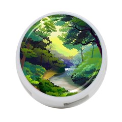 Landscape Illustration Nature Forest River Water 4-port Usb Hub (two Sides) by Mog4mog4