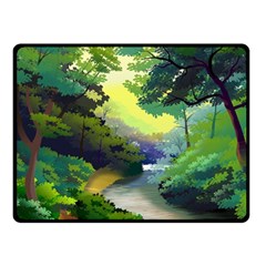 Landscape Illustration Nature Forest River Water Fleece Blanket (small) by Mog4mog4