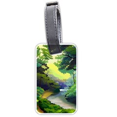 Landscape Illustration Nature Forest River Water Luggage Tag (one Side) by Mog4mog4