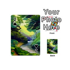 Landscape Illustration Nature Forest River Water Playing Cards 54 Designs (mini)