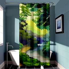 Landscape Illustration Nature Forest River Water Shower Curtain 36  X 72  (stall)  by Mog4mog4