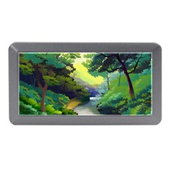 Landscape Illustration Nature Forest River Water Memory Card Reader (mini) by Mog4mog4