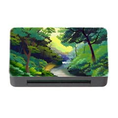 Landscape Illustration Nature Forest River Water Memory Card Reader With Cf by Mog4mog4