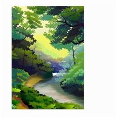 Landscape Illustration Nature Forest River Water Large Garden Flag (two Sides) by Mog4mog4